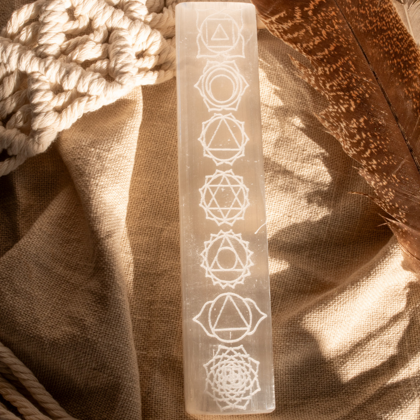 Chakra Stab aus Selenit | Ladeplatte